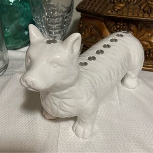 CUTE CERAMIC WHITE CORGI DOG HANUKKAH MENORAH